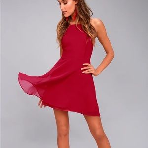 Letter of Love Red Backless Skater Dress, Red, Size Med